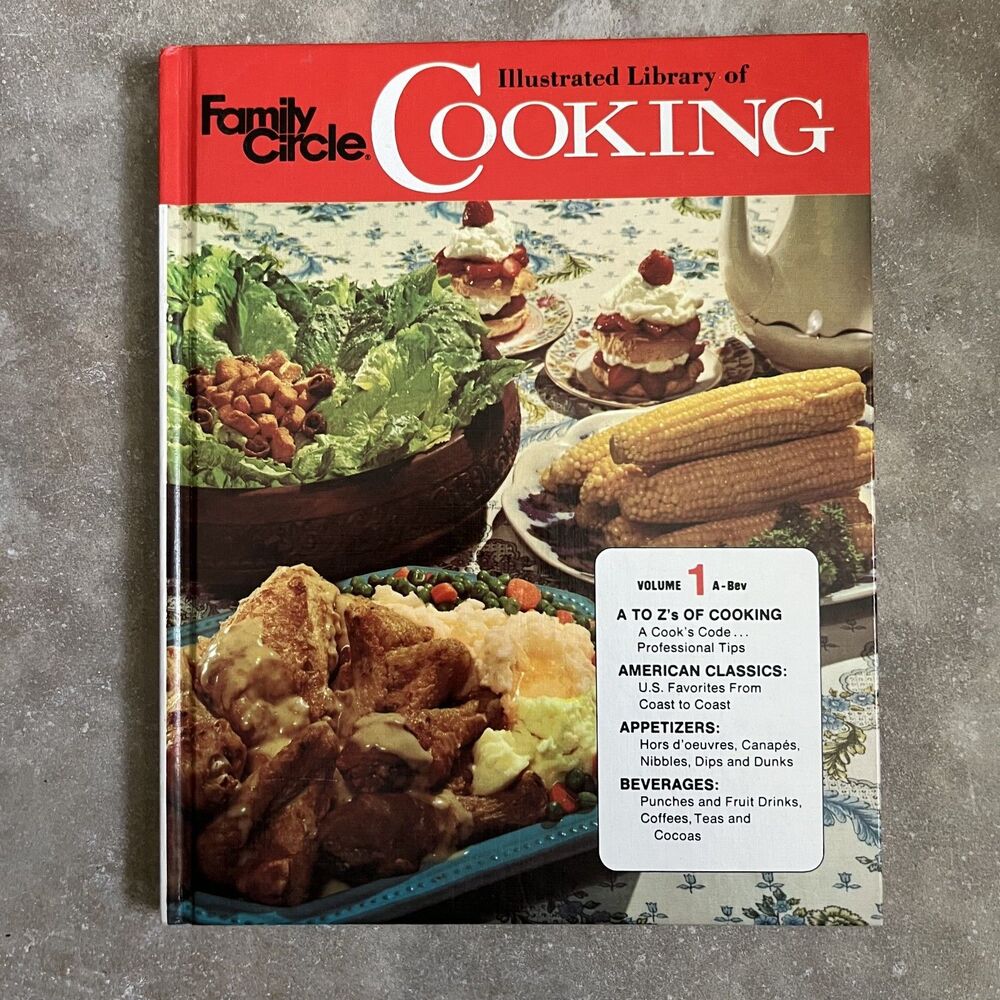 VINTAGE Cookbook Family Circle Illustrated Library of Cooking Volume 1 Red